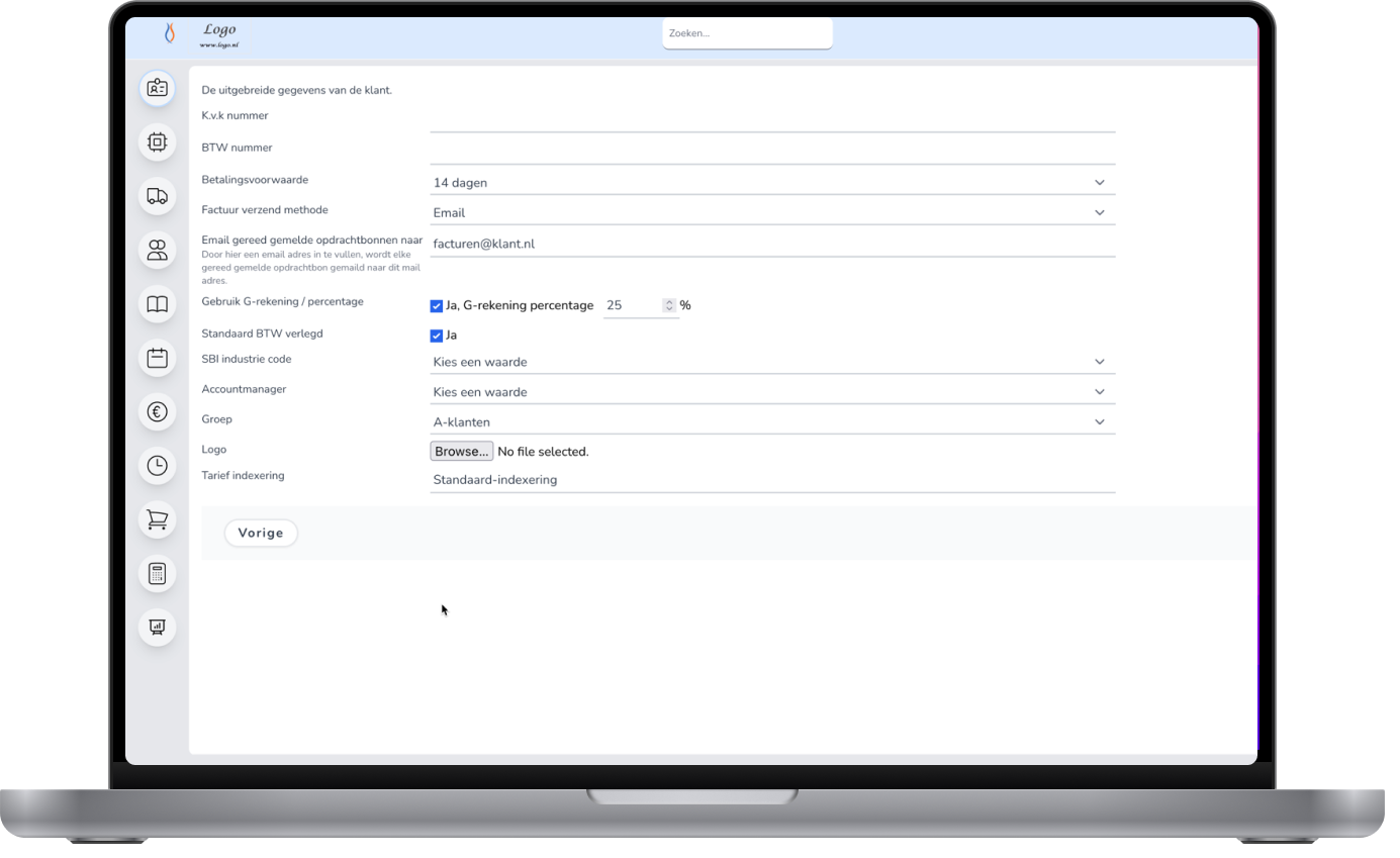 Klanten, projecten, onderaannemers en werknemers
